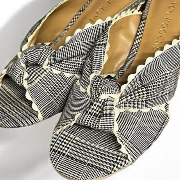 🌻 NEW Jack Rogers Midnight "Holly" Plaid Open Toe Knotted Slide Mules Heel 7.5 - Picture 2 of 13